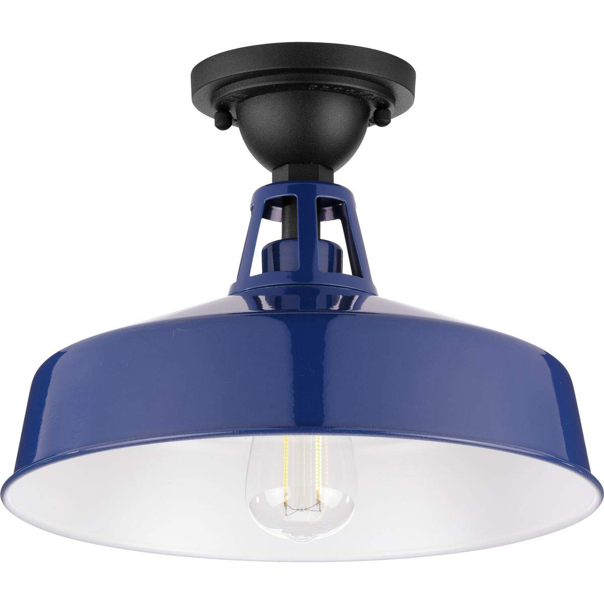 Cedar Springs Collection 1-Light Farmhouse Outdoor Semi-Flush Mount Light Navy