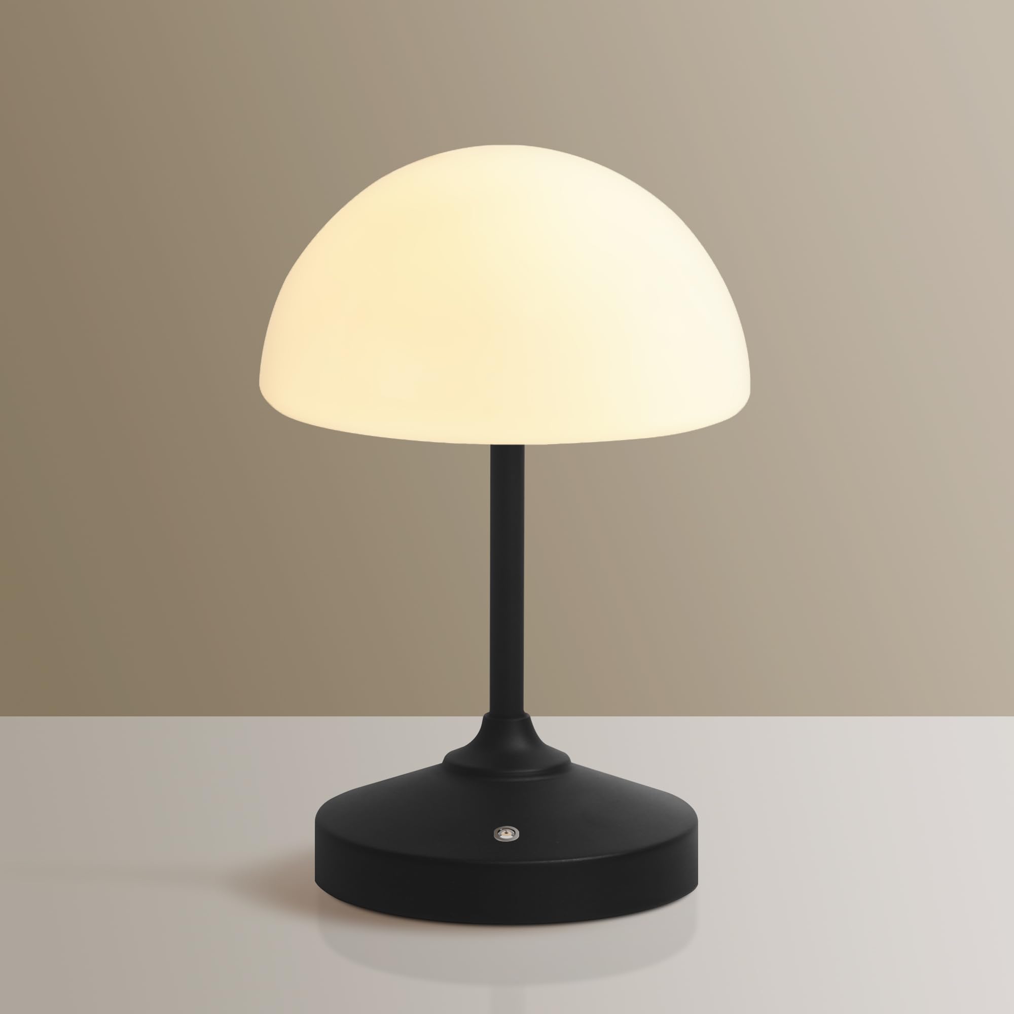 Dawnwake Mushroom Lamp Cordless Lamp Table Lamp Outdoor Waterproof Shower Lamps 5000mAh Rechargeble Battery Operated Dimmable Touch Desk Lamps LED Night Light for Bathroom Patio Camping Outdoor(Black)