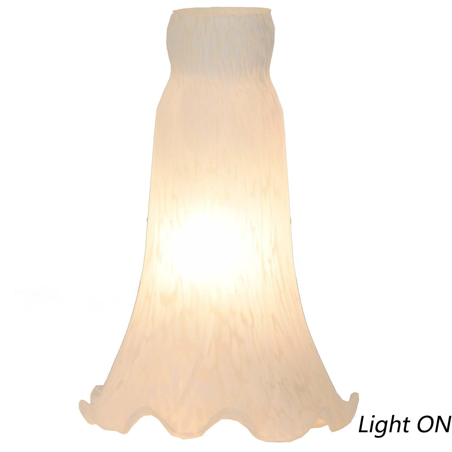 Bieye LS10 Lily Flower Blown Glass Lampshade - Large, White, I.D. 1.26" x O.D. 1.5", Elegant Home Lighting Decor