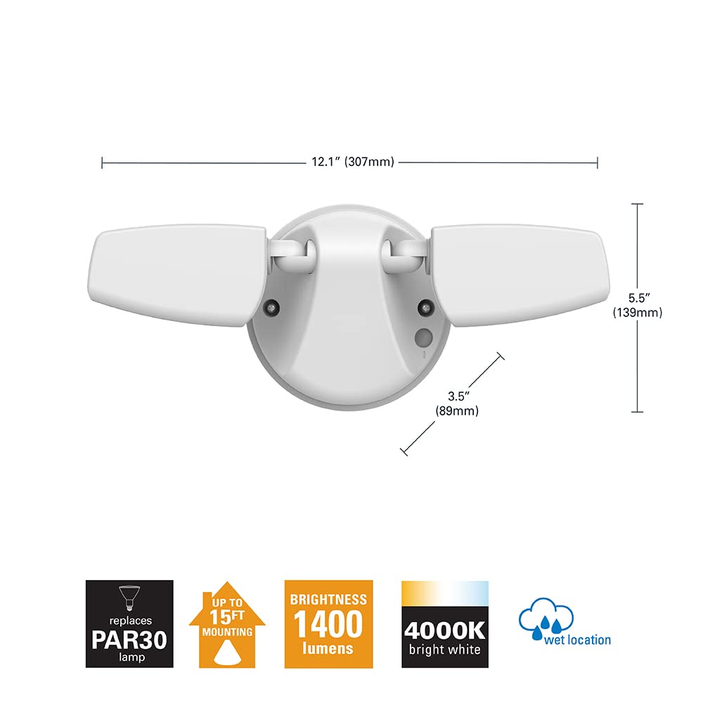 Halo Outdoor Led Flood & Security Light - Dusk To Dawn Photocell 1420 Lumens White
