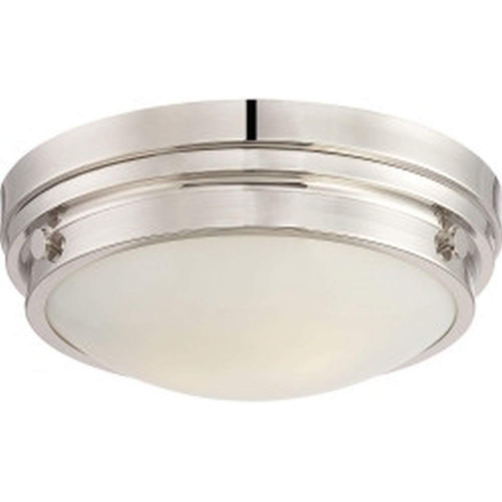 Savoy House 6-3350-14-109 Lucerne Industrial White Glass Flush Mount, 2-Light 120 Total Watts, 5 H x 13 W, Polished Nickel