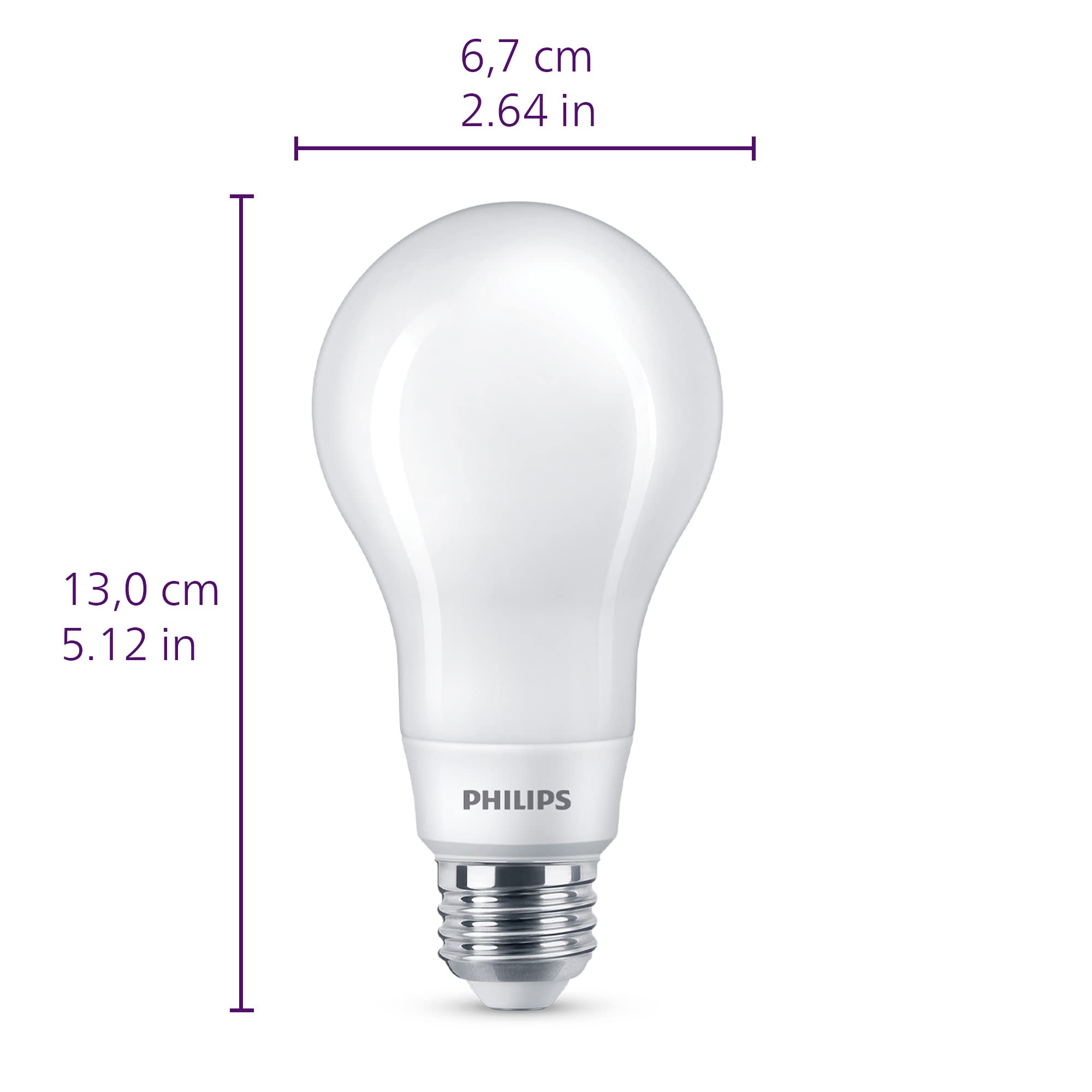 PHILIPS LED Dimmable A21 Light Bulb 12W=100W 1600 Lumen EyeComfort 2-Pack Frosted Glass E26 Base