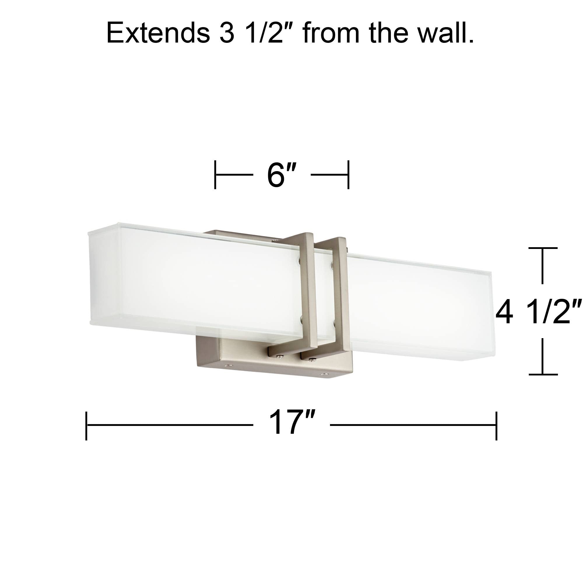 Possini Euro Design Wall Mount Light LED Rectangular 17in Wide Brushed Nickel Metal with Silk Screened Glass Shade Model 5T766