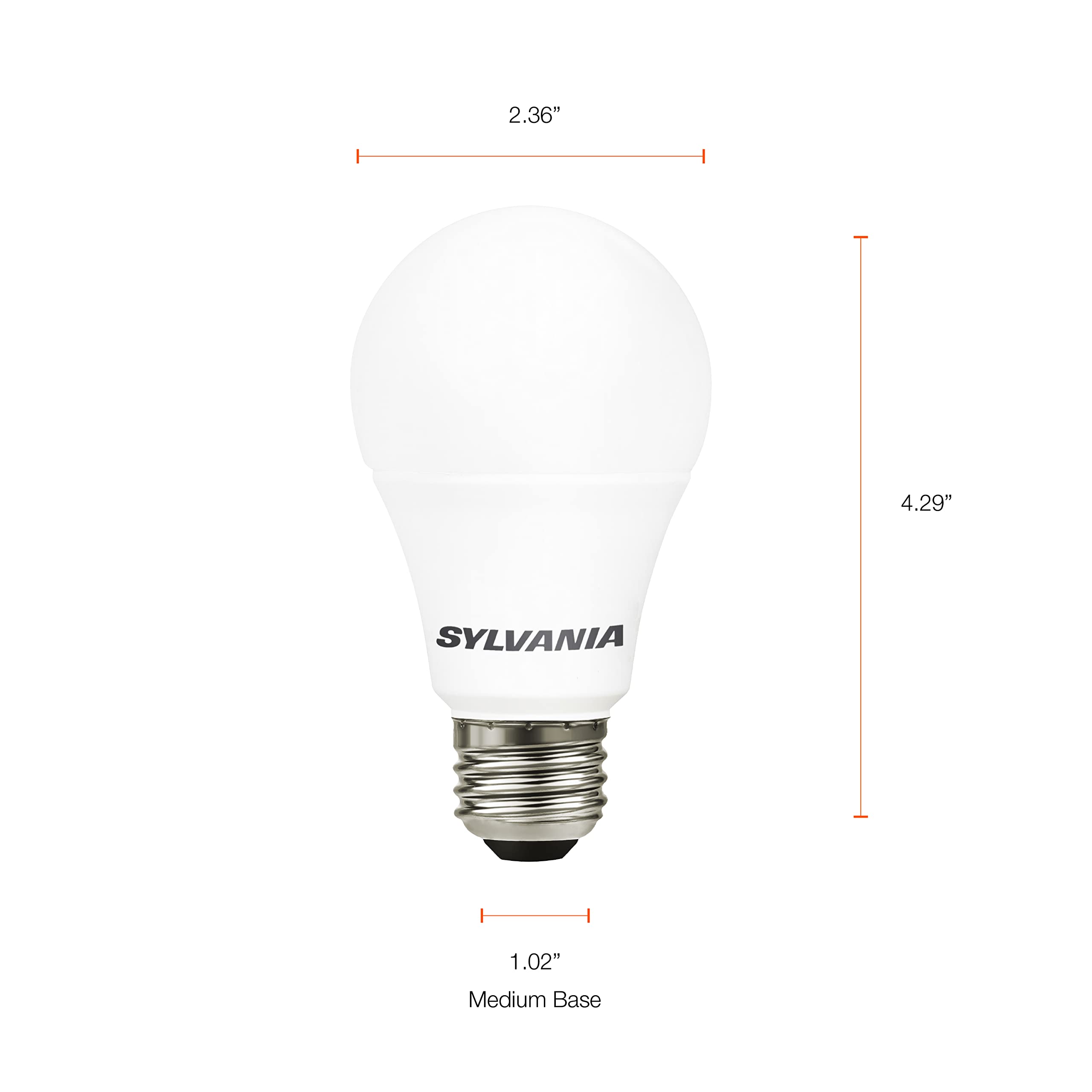 LEDVANCE SYLVANIA LED A19 Light Bulb, 8.5W, Non-Dimmable, Frosted, 800 Lumens, 2700K Soft White, 12
