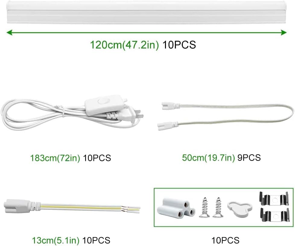 Lightingwill T5 Led Shop Light, 4Ft, Natural White 4000K, 20W, Linkable Integrated Fixture For Utility Led Ceiling And Under Cab