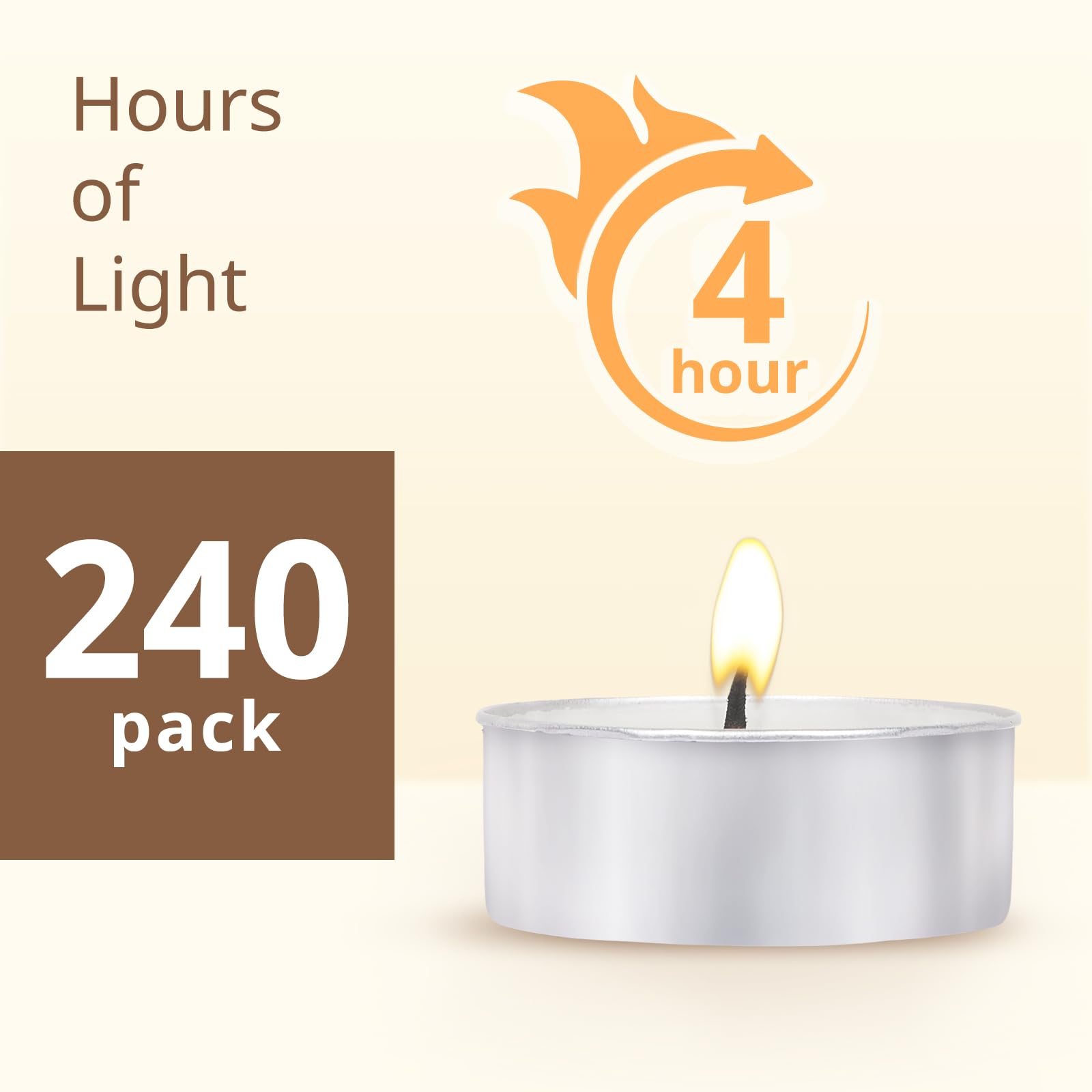 Hypmis Tea Lights Candles 240 Pack, 4 Hours Burning Long Time,White Votive Bulk, Bright Burn With Palm Wax (Non-Scented),Smokeless Tealights For Christmas,Thanksgiving,Homemory Decorative