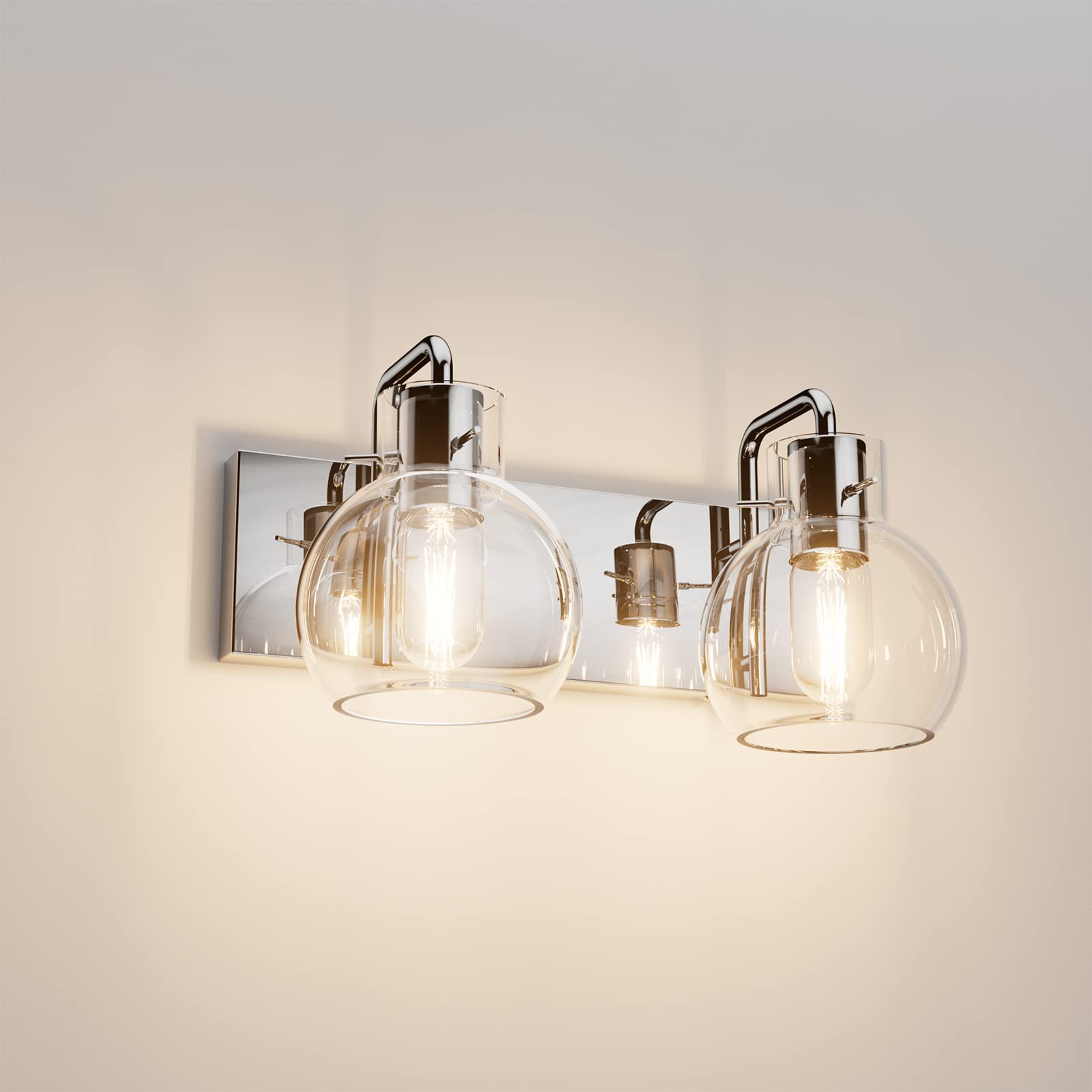 Tipace 3 Lights Vintage Bathroom Vanity Light Fixtures Over Mirror Gold Modern Vanity Lights with Globe Clear Glass Farmhouse Ba
