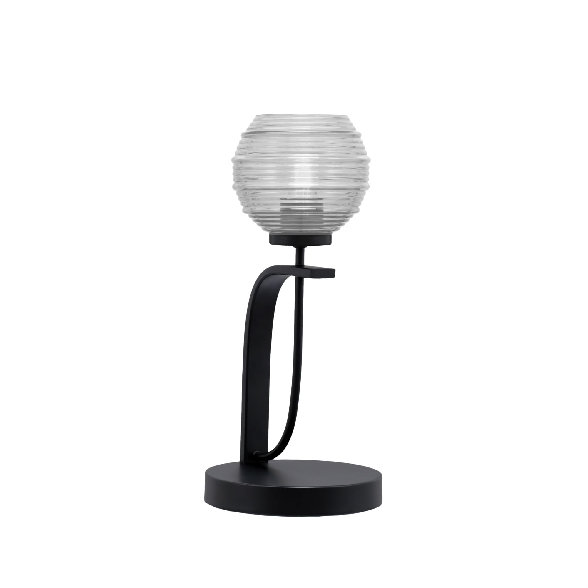 Cavella 1 Light Accent Lamp Shown in Matte Black Finish with 6" Clear Ribbed Glass