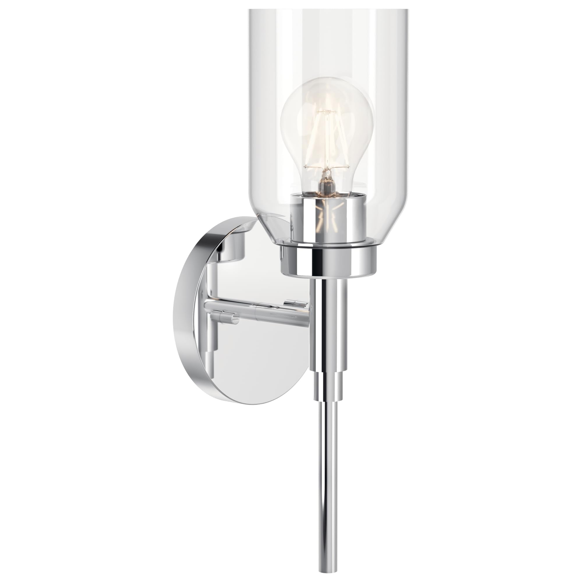Kichler Madden 1-Light Wall Sconce Bathroom Light Fixture with Clear Glass in Chrome, Modern Bathroom Vanity Light for Bathroom 