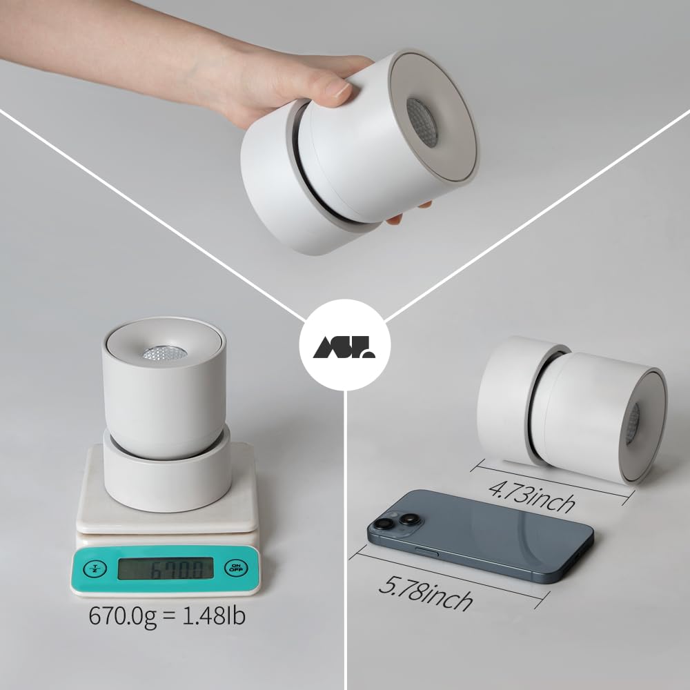 Aisilan Led Indoor White Ceiling Spot Light 9W Surface Mounted Light Fixture With 360° Pivoting Spotlight, Dimmable Warm White 3000K Cri 97+ For Picture Panting Living Room Bedroom Accent Lighting