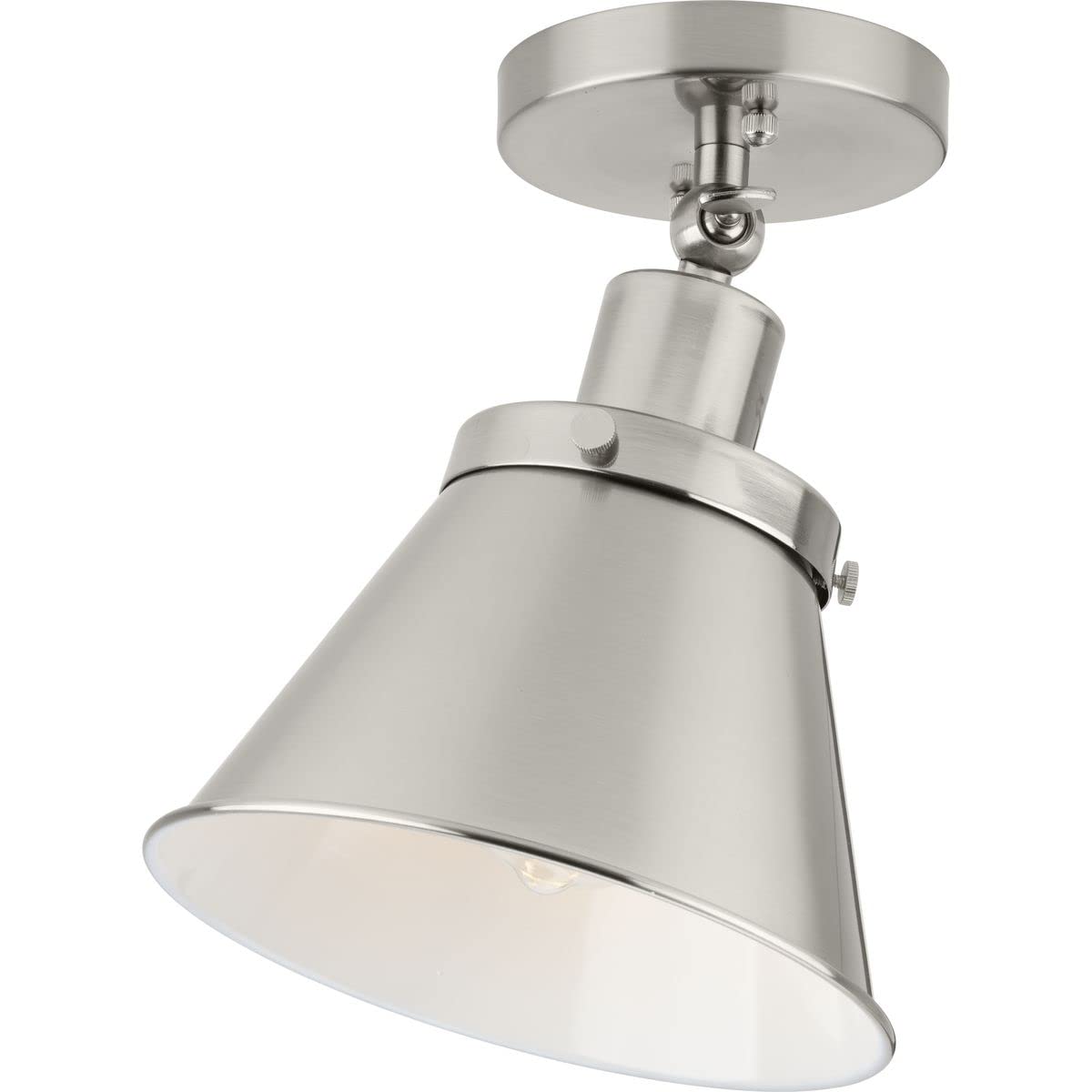 Progress Lighting P350199-009 Transitional One Light Flush Mount From Hinton Collection In Pewter, Nickel, Silver Finish,