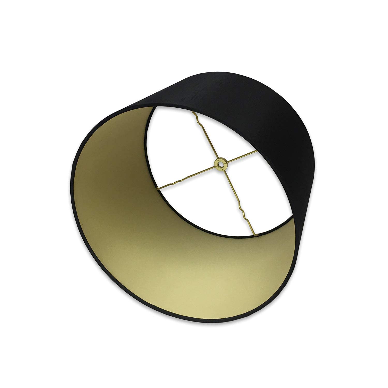 Royal Designs, Inc. Shallow Drum Hardback Lamp Shade, Hb-610-14Blk/Gl, Black, 13 X 14 X 9