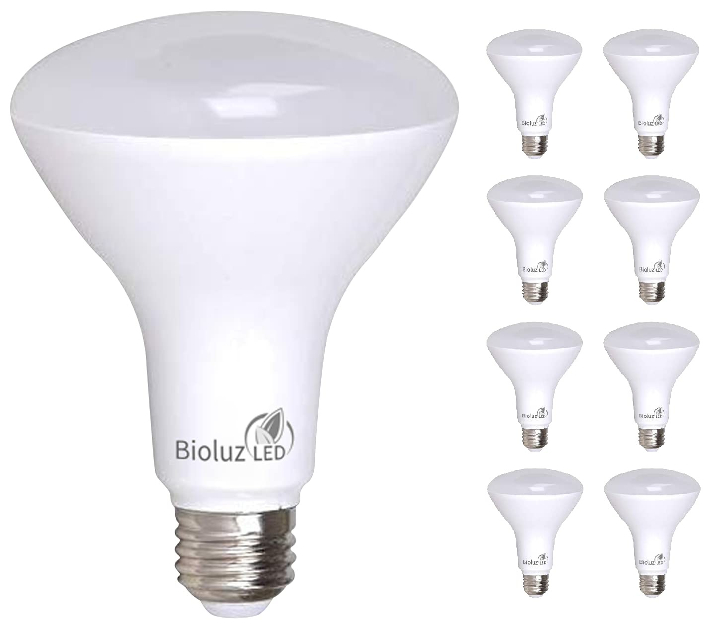 Bioluz LED BR30 Dimmable Bulb 7.5W 650 Lumen 3000K Soft White 8 Pack UL Listed