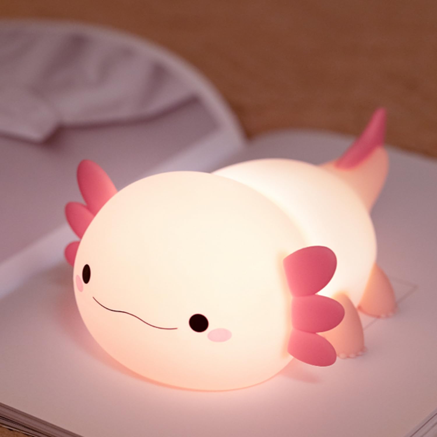 Myratts Axolotl Night Light for Kids, Animal Silicone Night Lamp, Rechargeable Table Lamp Bedside Lamp,Cute Room Decor Light for