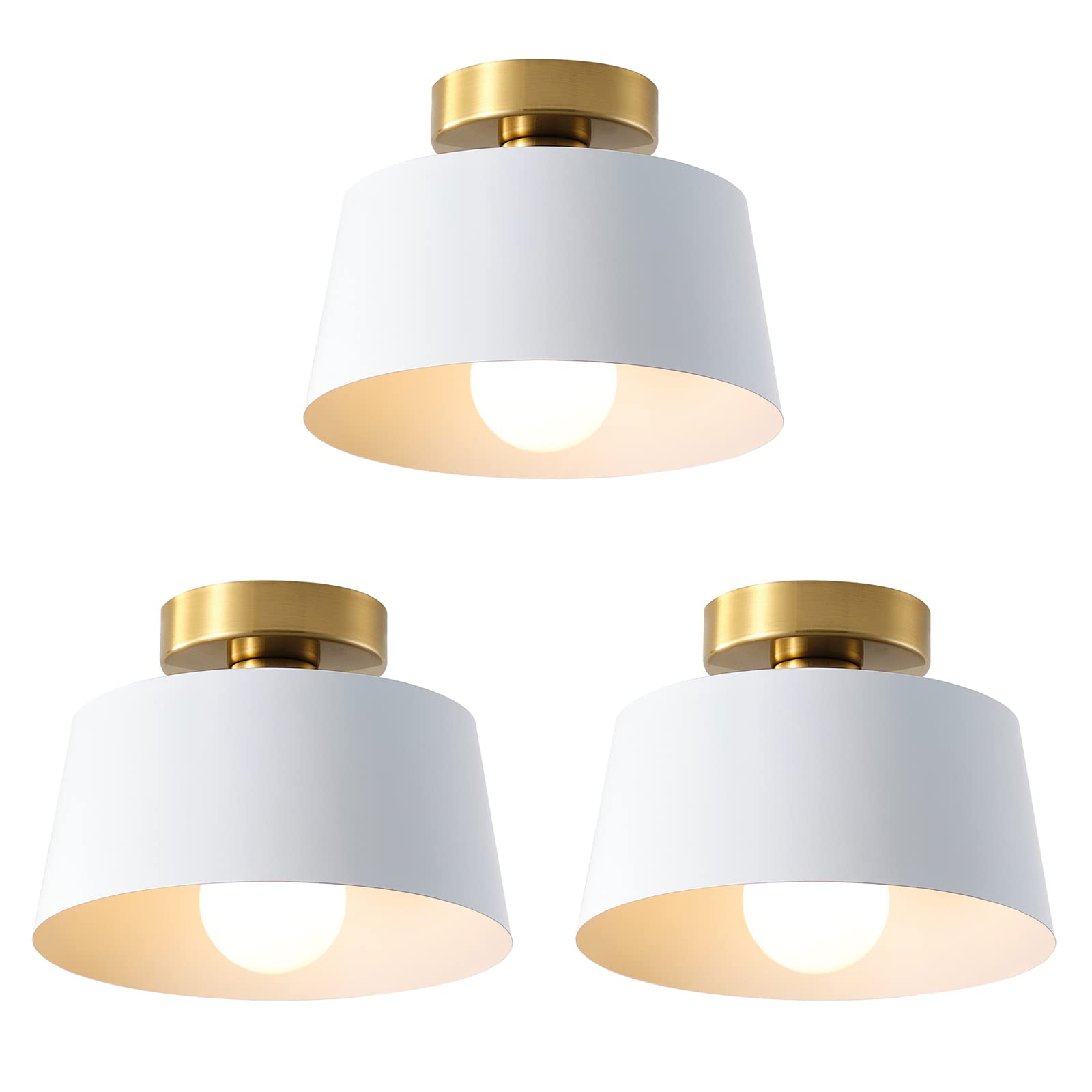 Lhlyclx Ceiling Light Fixture, Hallway Ceiling Light With Gold Plate And White Shade, Modern Simple Style Porch Light Fixtures S