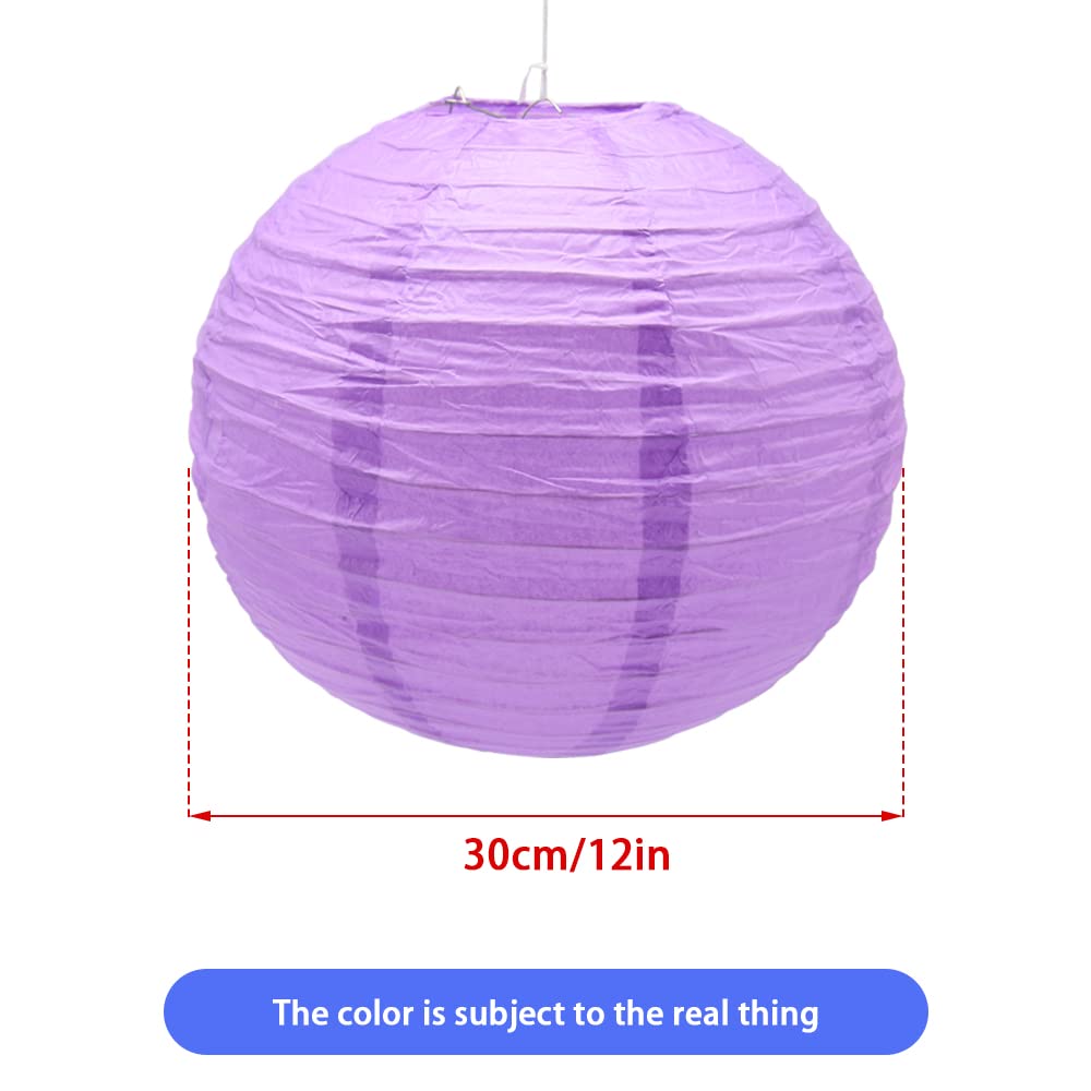 Hocansen 3pcs Paper Lanterns - Decorative Round Chinese Lanterns, 12in, Black, Metal - Perfect for Birthday, Halloween, Wedding, Home Decor