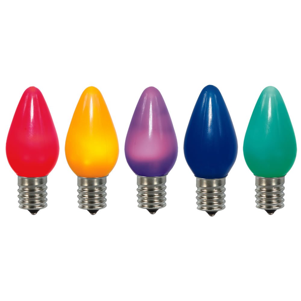 Vickerman C7 Ceramic LED Multi Twinkle Bulb Nickel Base, 120V, .96 Watts, 25 Bulbs per Bag