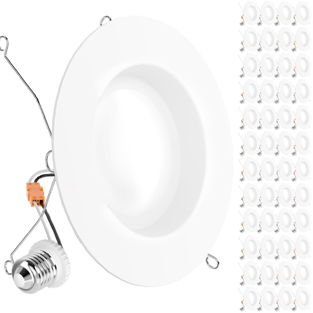 Sunco Retrofit LED Recessed Lighting 6 Inch, 6000K Daylight Deluxe, Dimmable Can Lights, Smooth Trim, 13W=75W, 965LM, Damp Rated