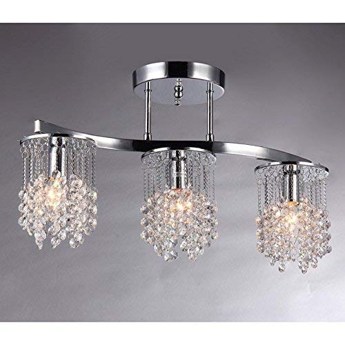 Whse of Tiffany 6719/3 Clee 3-Light Chrome 20 Crystal Chandelier, 22, Chrome