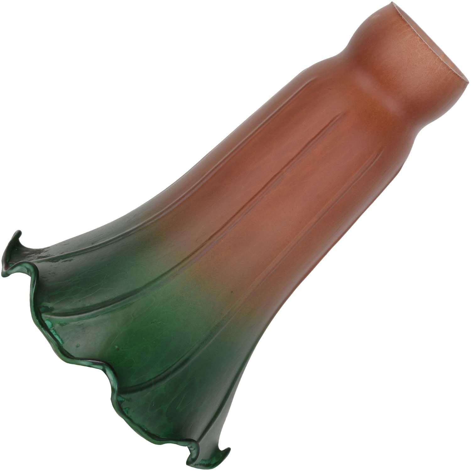 Bieye LS103 Lily Flower Blown Glass Lampshade (Amber Green, Opening I.D. 1.26 x O.D. 1.5)