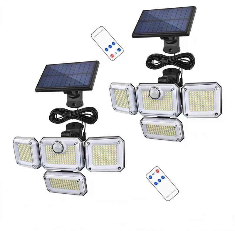 Generic Solar Outdoor Lights 3500LM 333 LED Security Lights with Remote Control,4 Heads Motion Sensor Lights, IP65 Waterproof,32