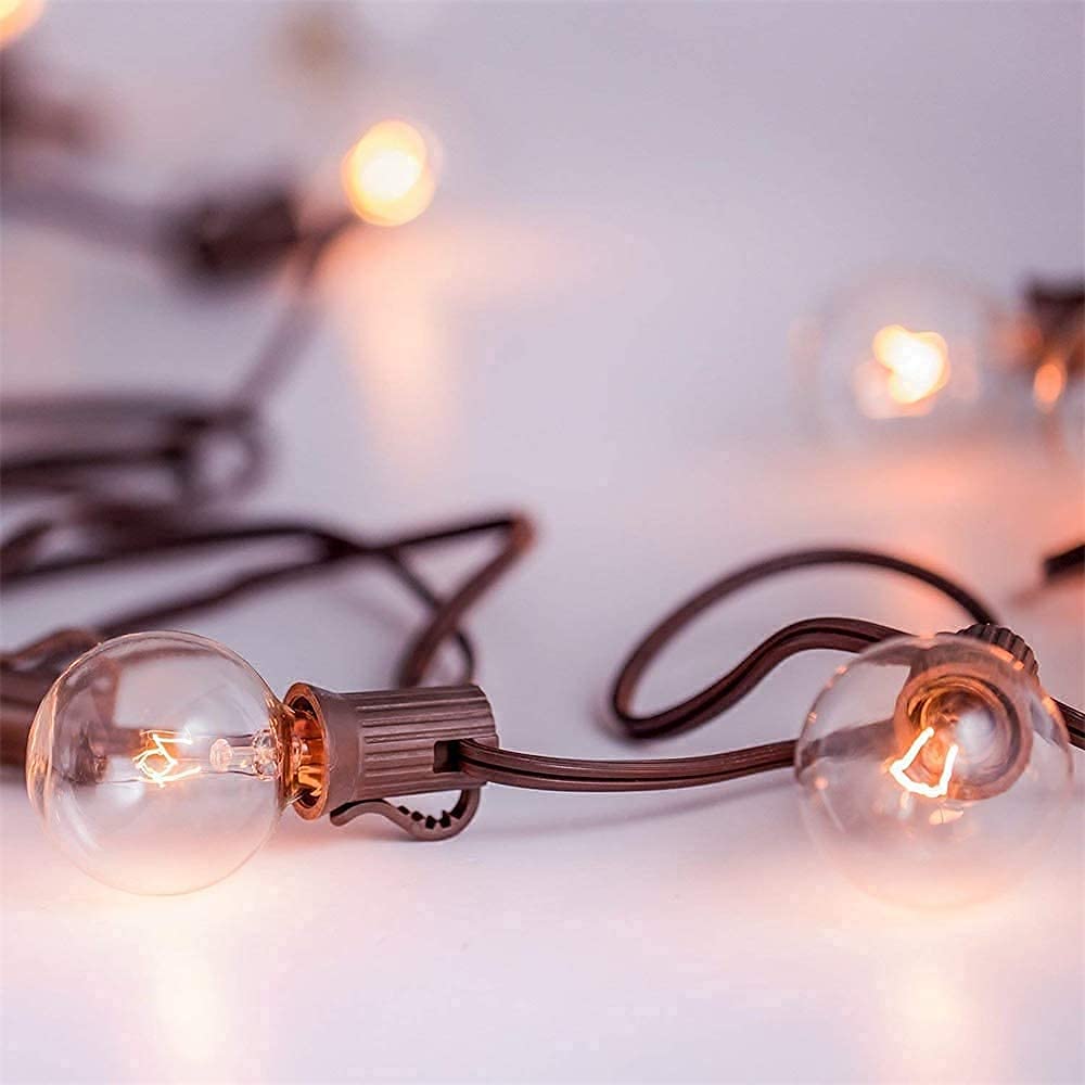 Konictom G40 Clear Globe Light Bulbs, 25 Pack, 5W C7 Socket For Indoor/Outdoor Decor