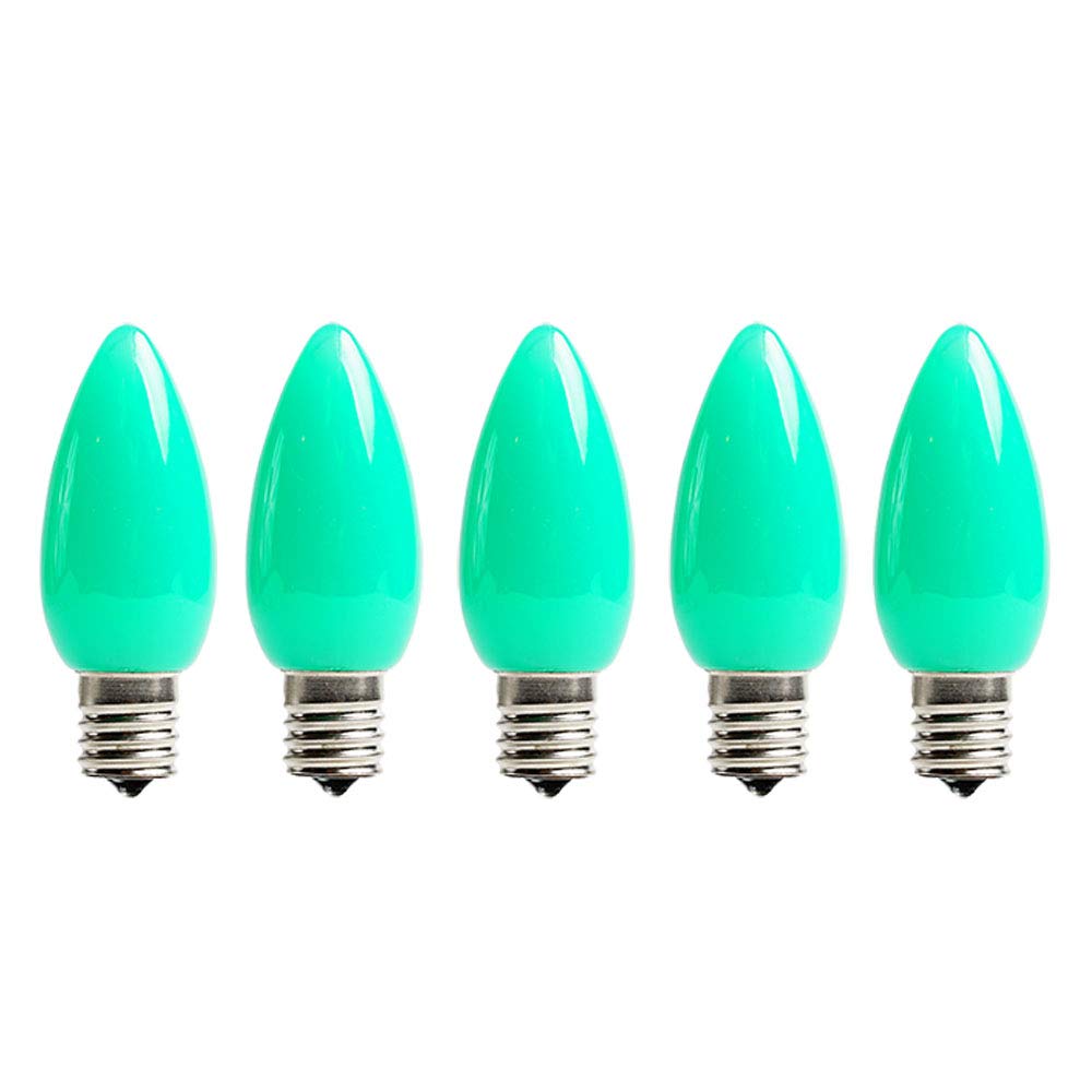 EZLS C9 Green Opaque SMD LED Bulbs - 5 Pack Smooth Lens Green Opaque C9 Replacement Bulbs