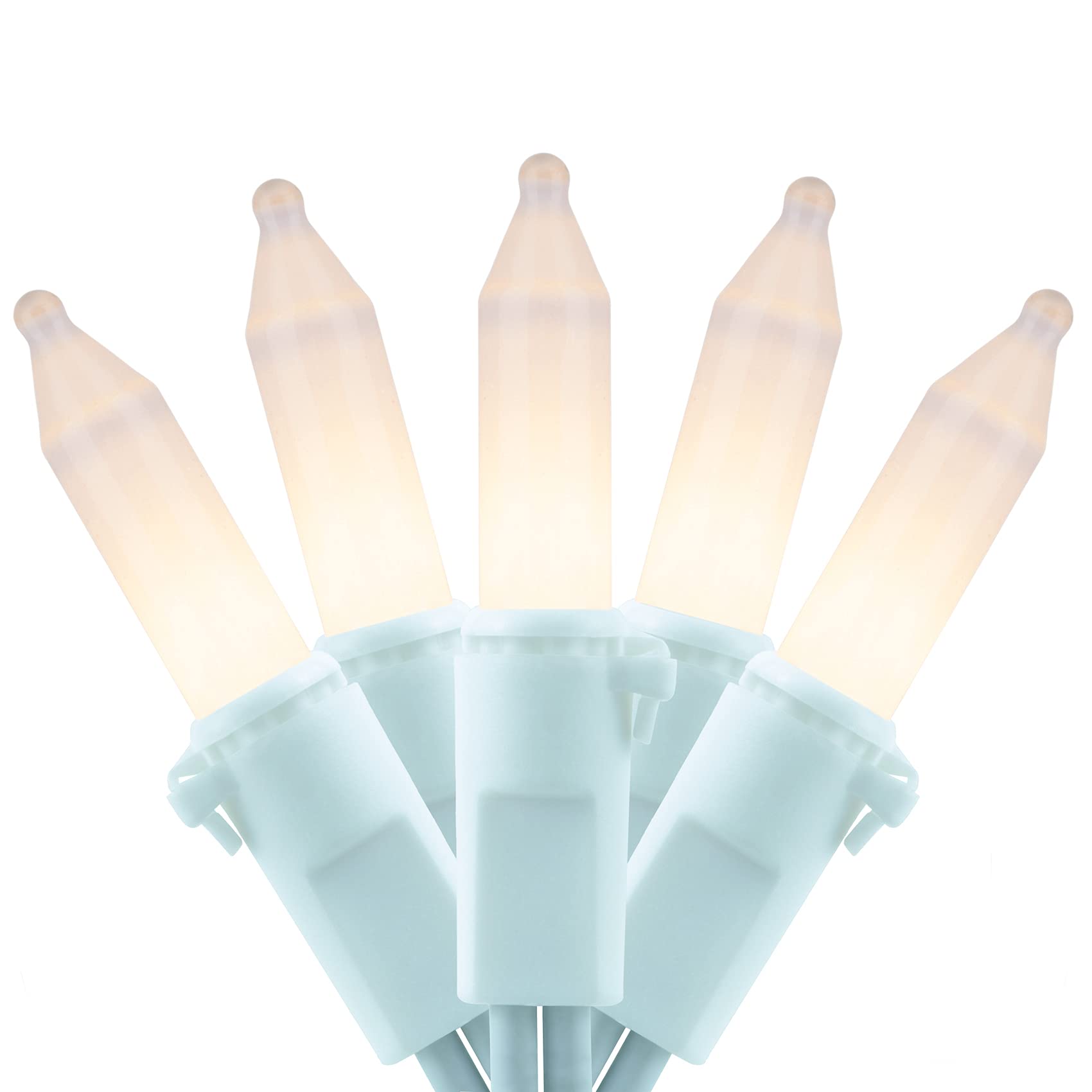 YULETIME 200 Frosted White Christmas Lights, Pack of 2 Sets 33 Feet 100 Count UL Certified Incandescent String Lights (Frosted W