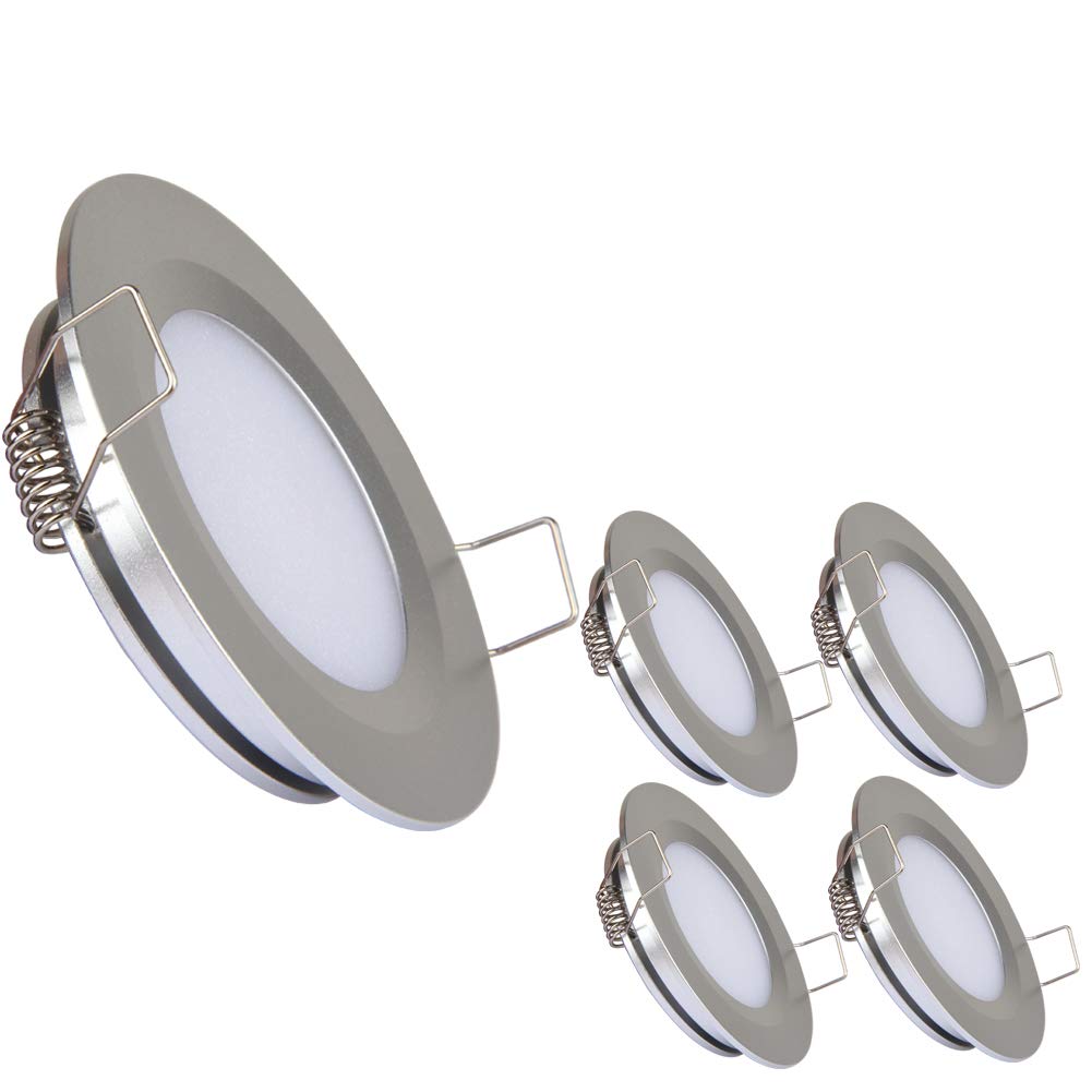 acegoo RV Boat Recessed Ceiling Light, 4 Pack, Super Slim LED Panel, 12V 3W, Aluminum, Silver Finish, Cool White, 2.75in