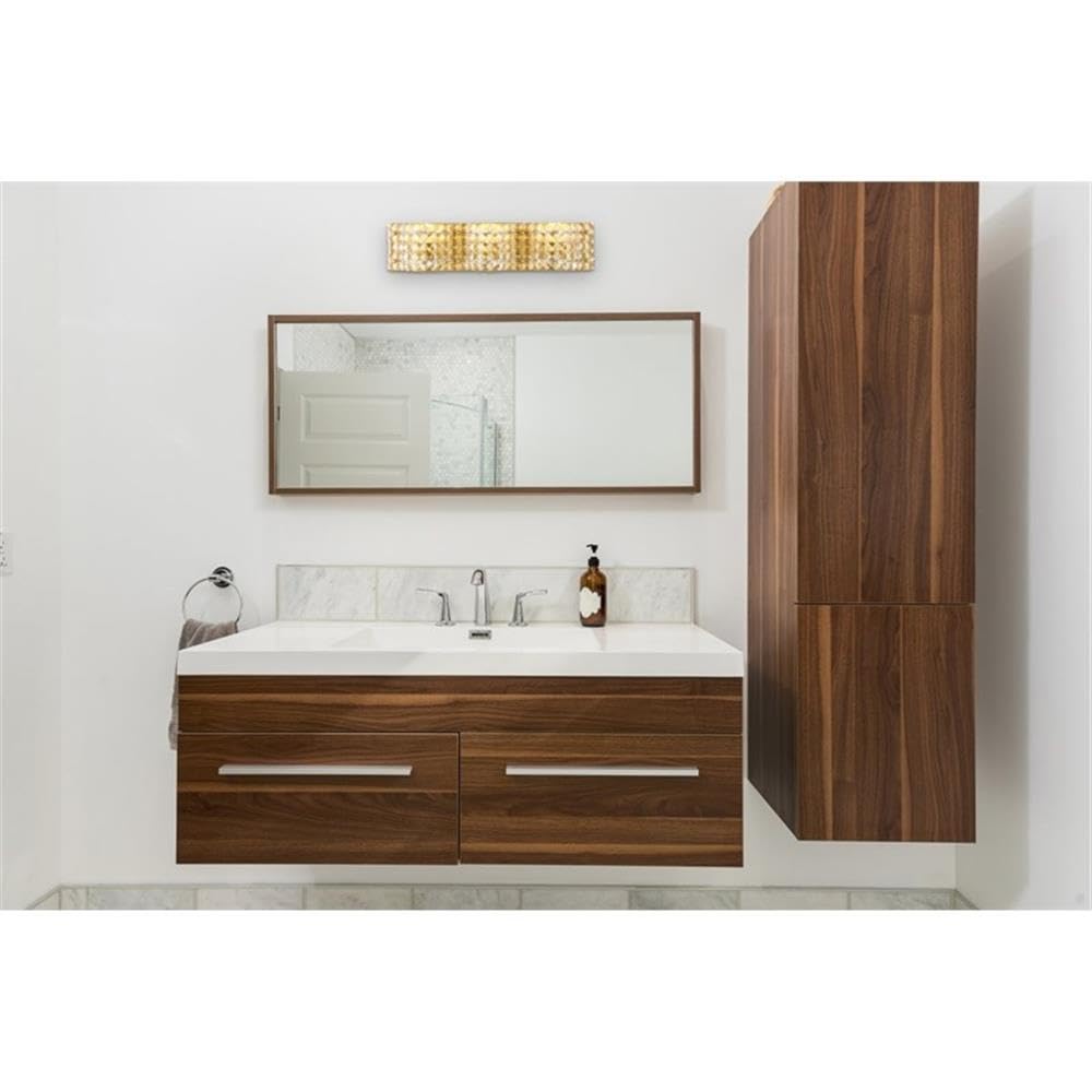Living District Ollie Mid-Century Modern 3 Light Entryway and Bathroom Wall Sconce in Brass and Clear Crystals