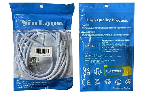 SinLoon T5 T8 LED Connecting Wire - 10FT Linkable Cable for Ceiling Lights, Daylight Integrated Tube, Model 601263204046