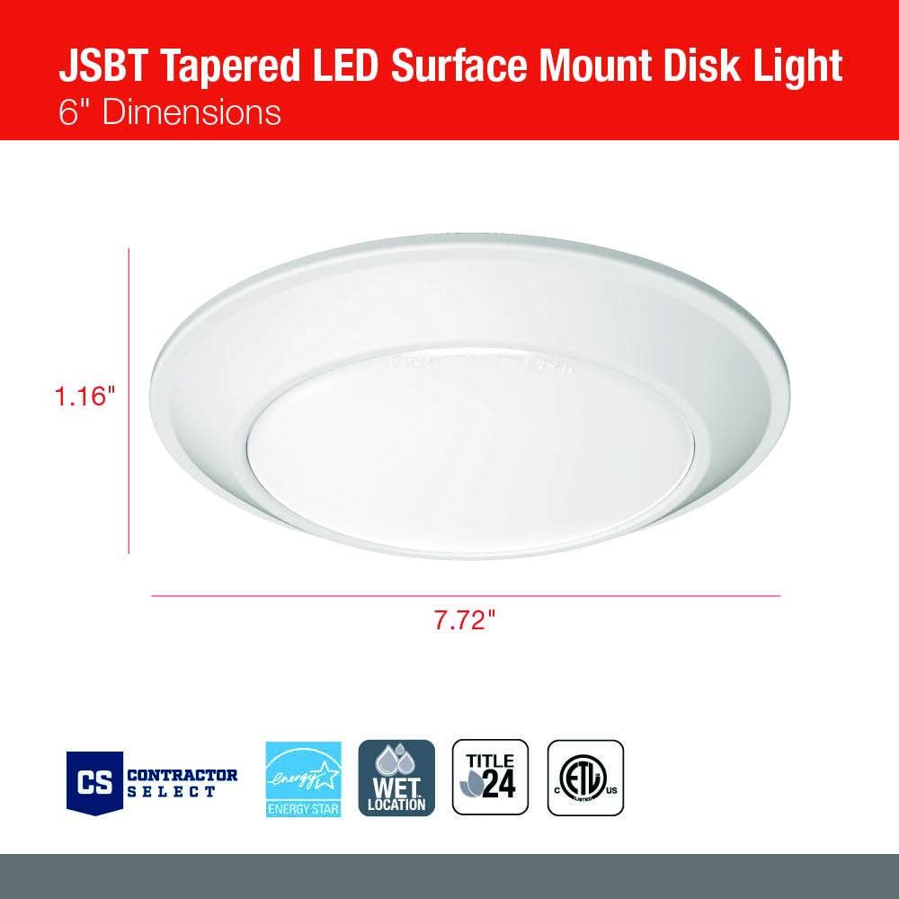Juno Jsbt 6-Inch Slimbasics Tapered Disk Downlight, 3000K, White (1 Pack)