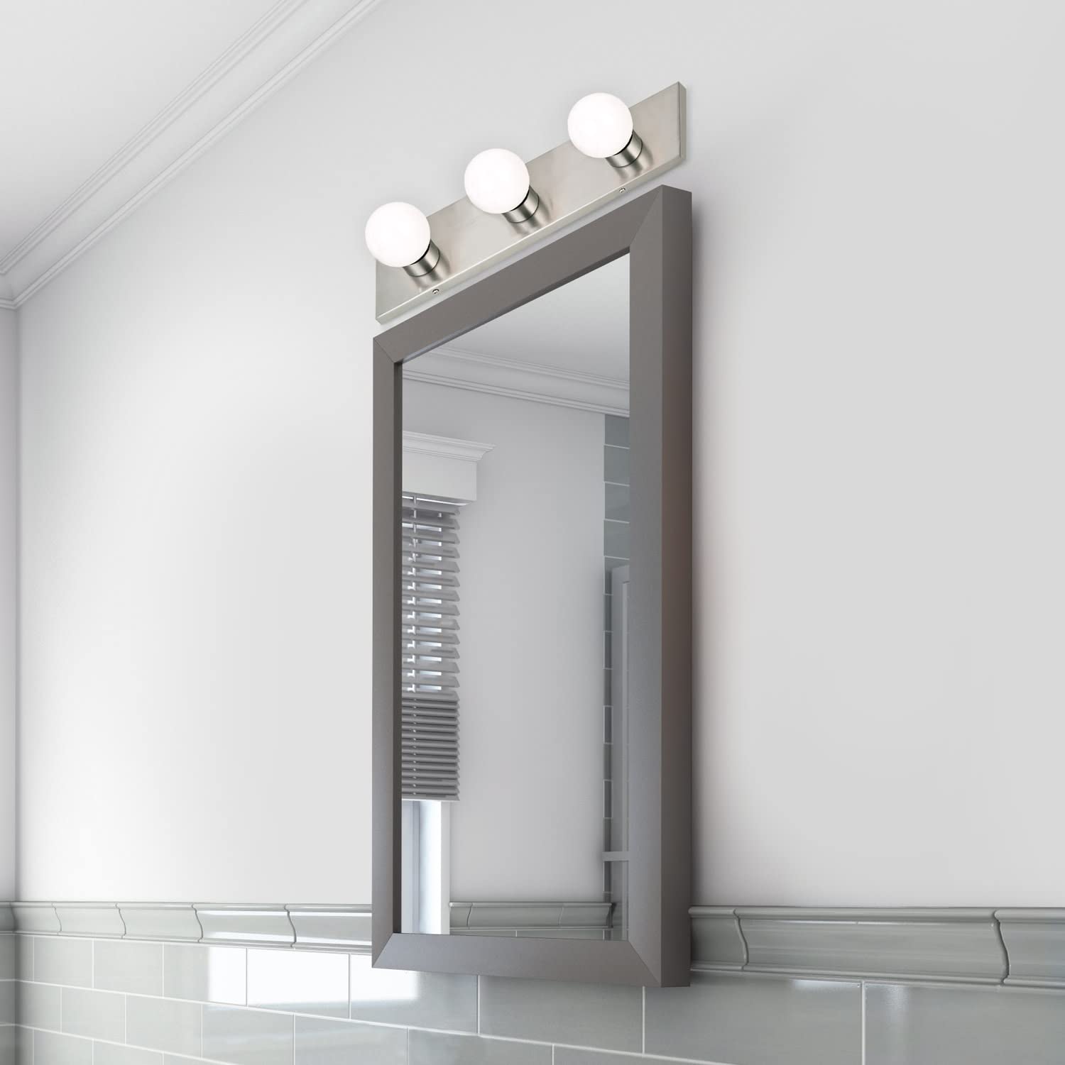 Design House 3-Light Vanity Light, Satin Nickel, Model 519280, Steel Material