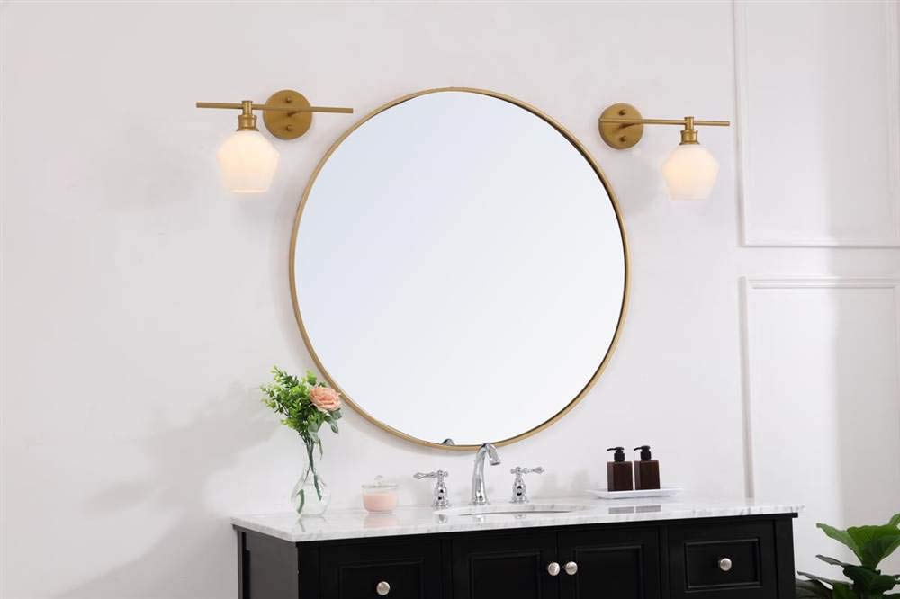Living District Brass Wall Sconce With Frosted White Glass - 1 Light Fixture