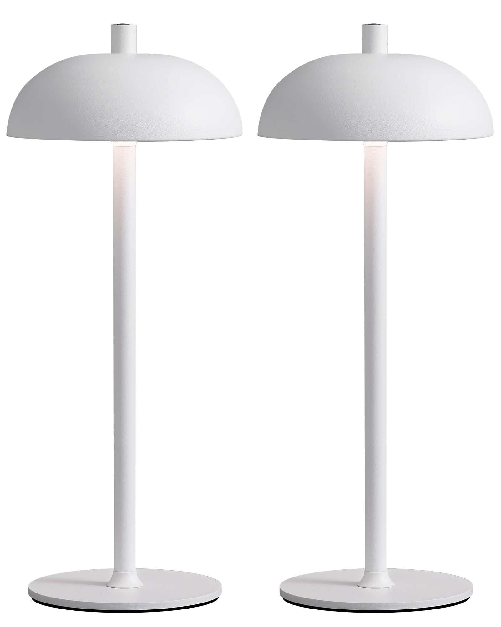 NEWSEE Cordless LED Table Lamps Set of 2, 12in Metal, 3 Color Dimming, Rechargeable, White