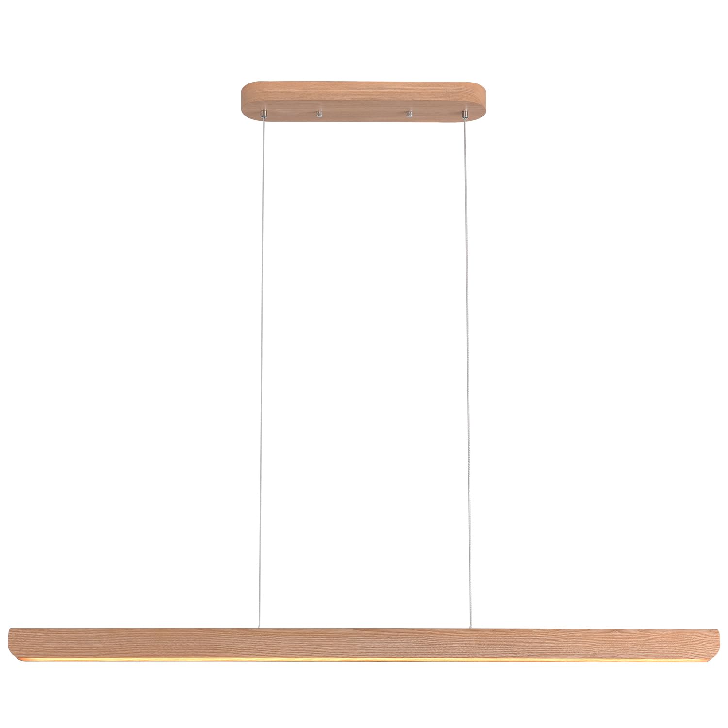 Yisdesign 47Inch Wood Led Linear Pendant Light  Dimmable Wood Ceiling Lamp Minimalist Linear Chandelier  36W Warm Light 3000K  Modern Kitchen Island Dining Room Lighting Natural Adjustable Height