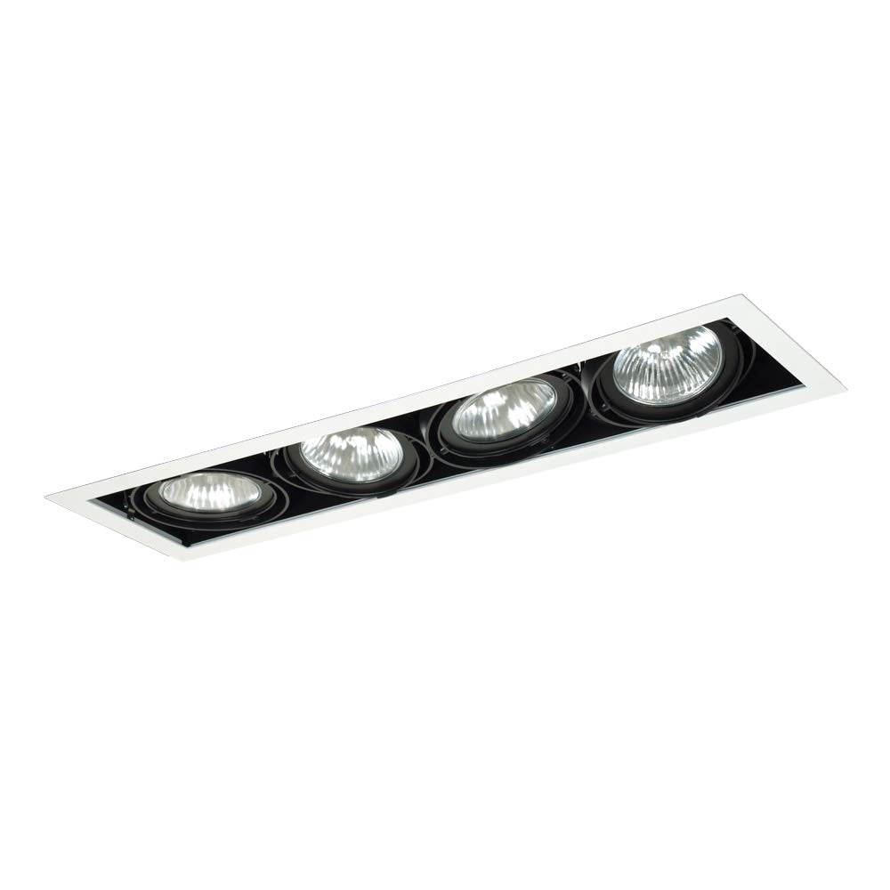 Jesco Lighting MGP30-4WB Modulinear Directional Lighting For New Construction, Double Gimbal PAR30 4-Light Linear, Black Interior With White Trim