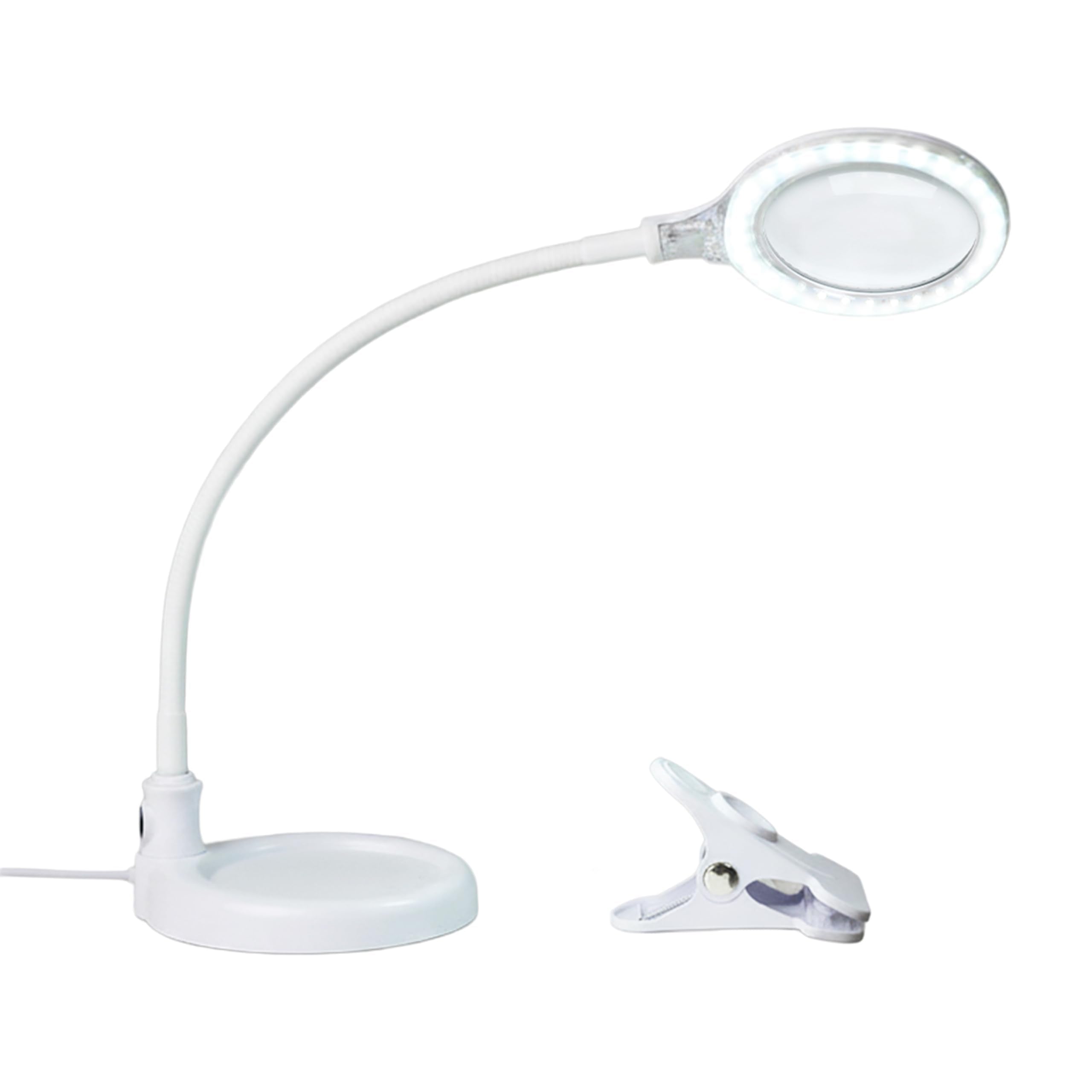 Brightech LightView Pro Flex 2-in-1 Magnifying Desk Lamp, 1.75x Magnifier, White, Model LTV2IN1-WH, Adjustable with Light for Crafts