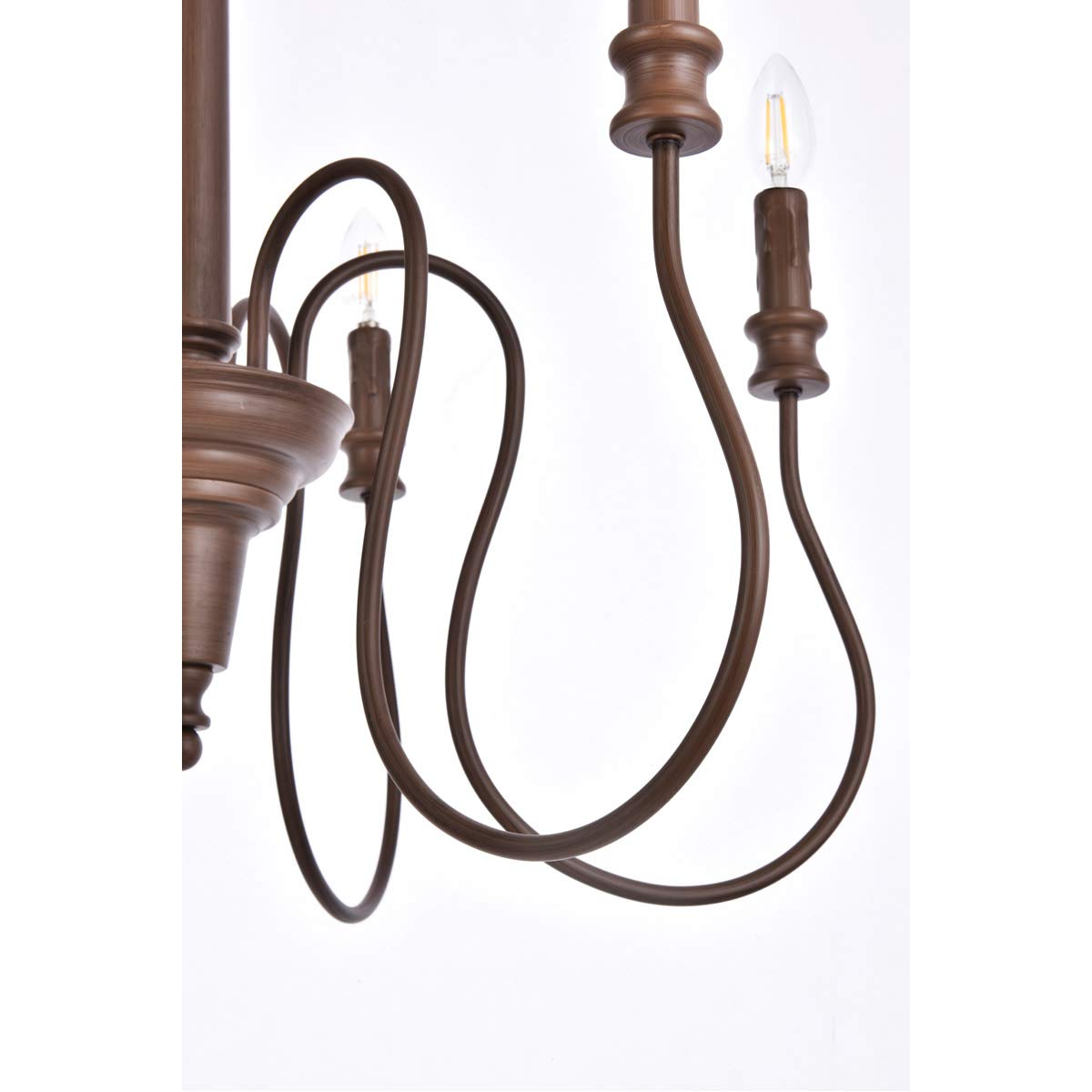Elegant Lighting Living District Flynx 6 Lights Pendant in Weathered Oak