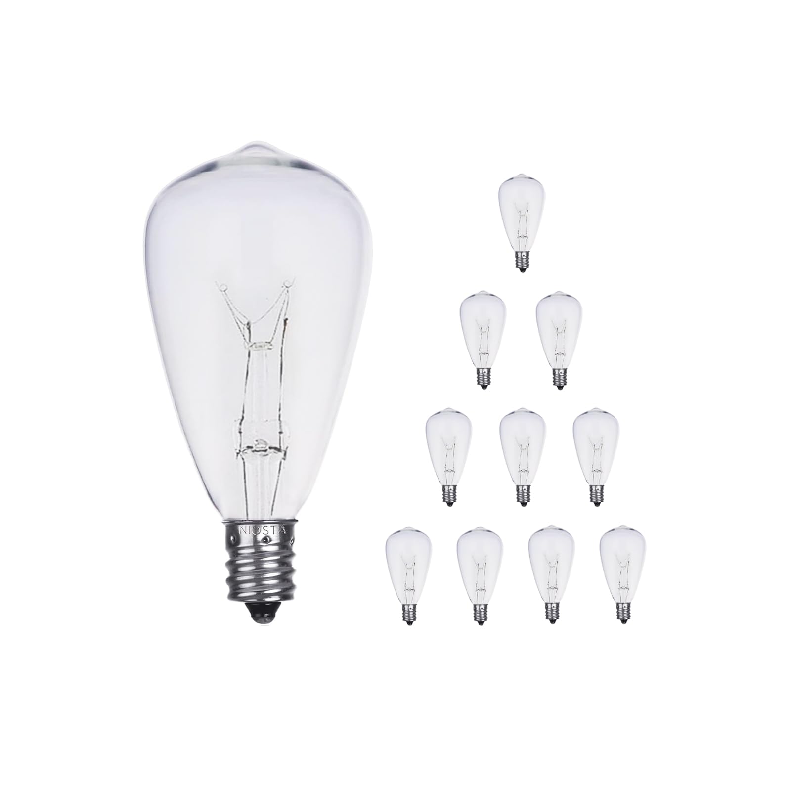 Chyparty 10 Pack St38 Replacement Bulbs, 5W Edison Bulbs E12 Candelabra Base, Warm White Clear Glass Waterproof Incandescent For