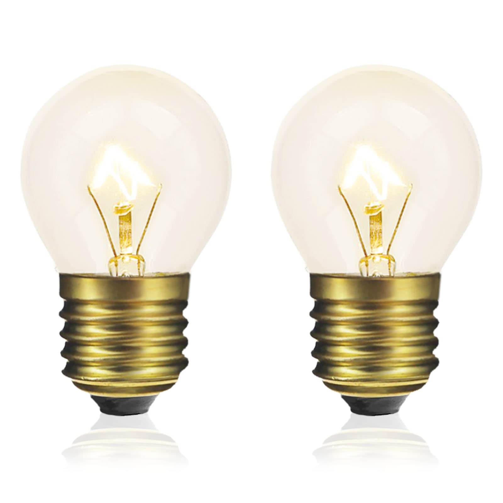 Visther 40W Oven Light Bulb G45, Dimmable Clear Glass, 2-Pack, High Temp For Oven & Microwave