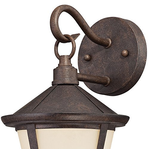 Westinghouse One-Light LED Outdoor Wall Fixture, Victorian Bronze Finish, Amber Frosted Glass, Model 6204100