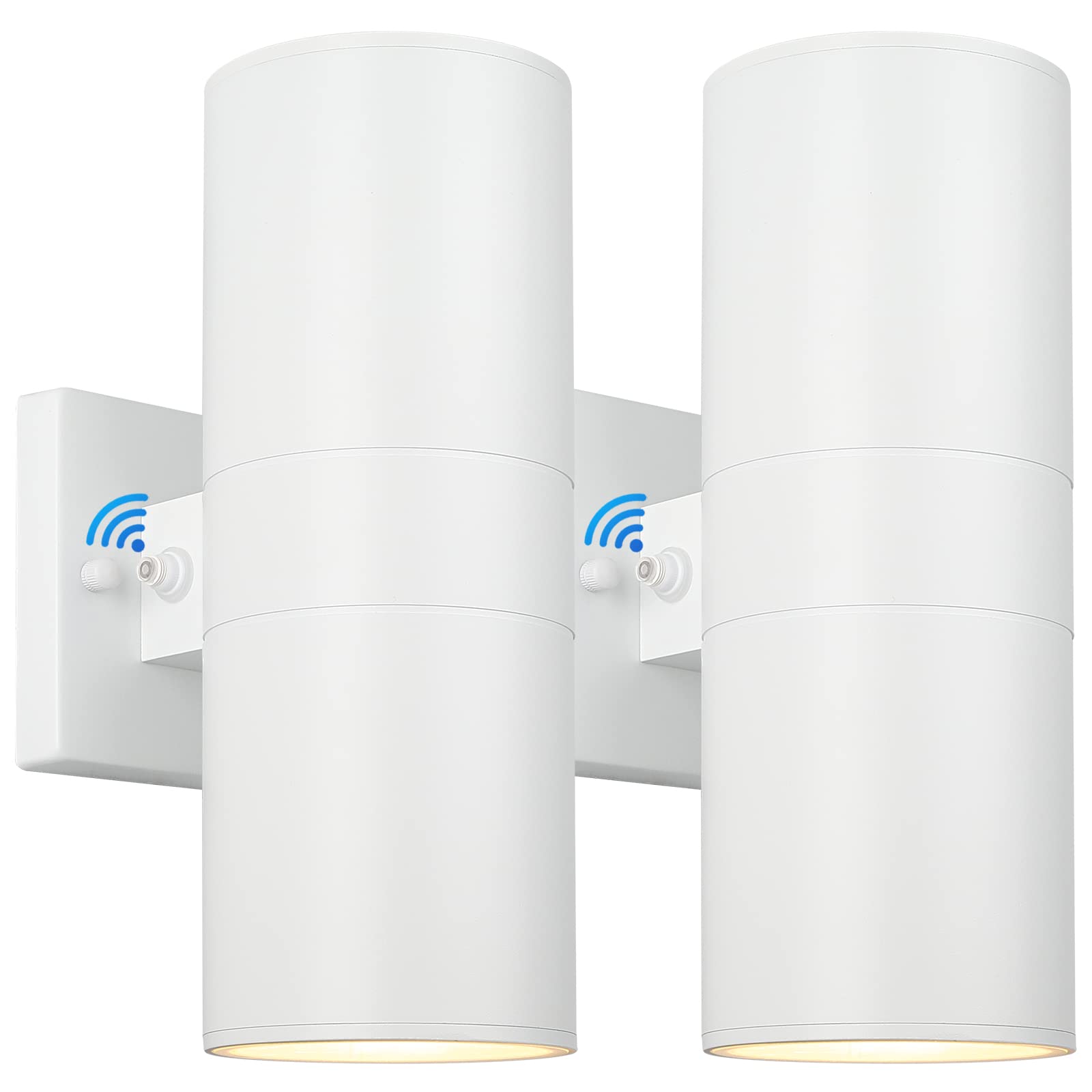 2-Pack White Outdoor Wall Sconces Dusk to Dawn, Up Down Modern Exterior Light Fixtures for House, Outside Wall Lights for Porch 