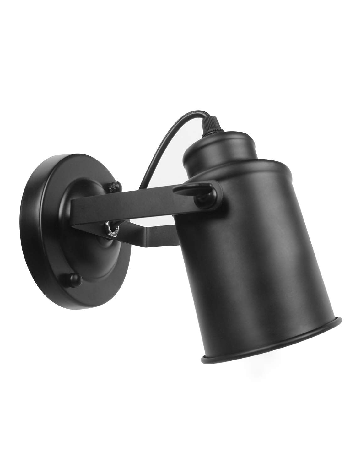 kylynly Industrial Track Lighting Ceiling Spotlight, Matt Black Vintage Wall Mount Lights, Rotate Head, Hardwired No Plug, E26 B