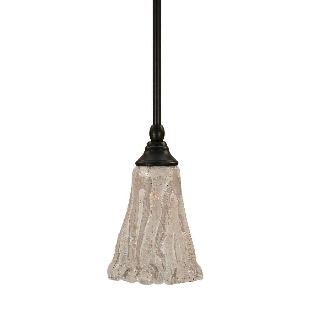 Toltec Lighting 23-Mb-729 Stem Mini Pendant With Hang Straight Swivel With 5.5&quot; Italian Ice Glass, Matte Black Finish
