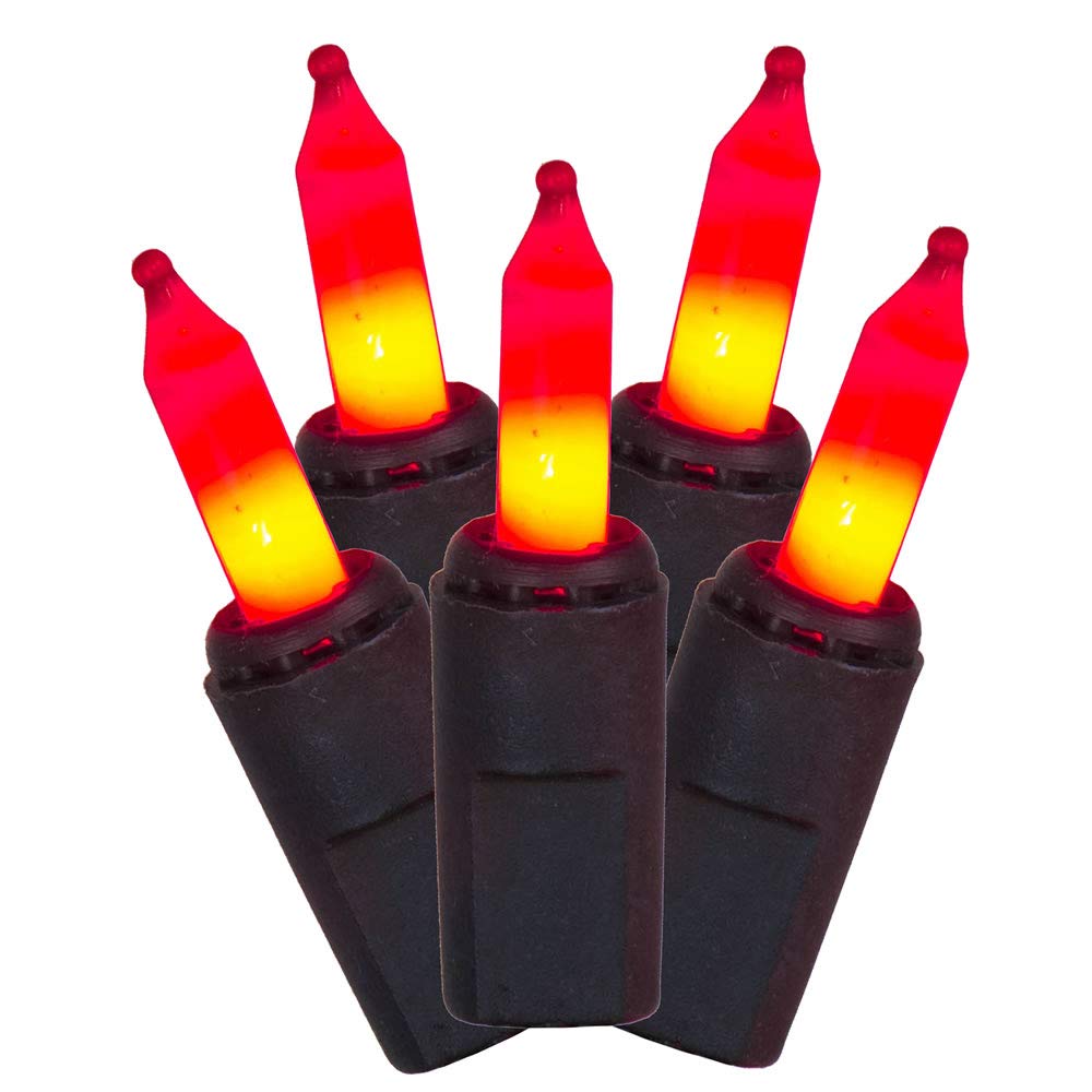 Vickerman 50 LED Orange Dura-Lit Light on Black Wire, 37' Christmas Light Strand