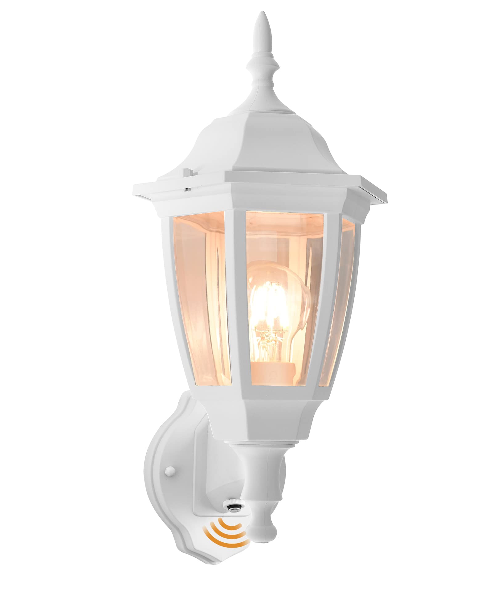 FUDESY Outdoor Wall Light Dusk to Dawn, Porch Sensor Light White Plastic Anti-Corrosion with LED Edison Filament Bulb, Exterior 