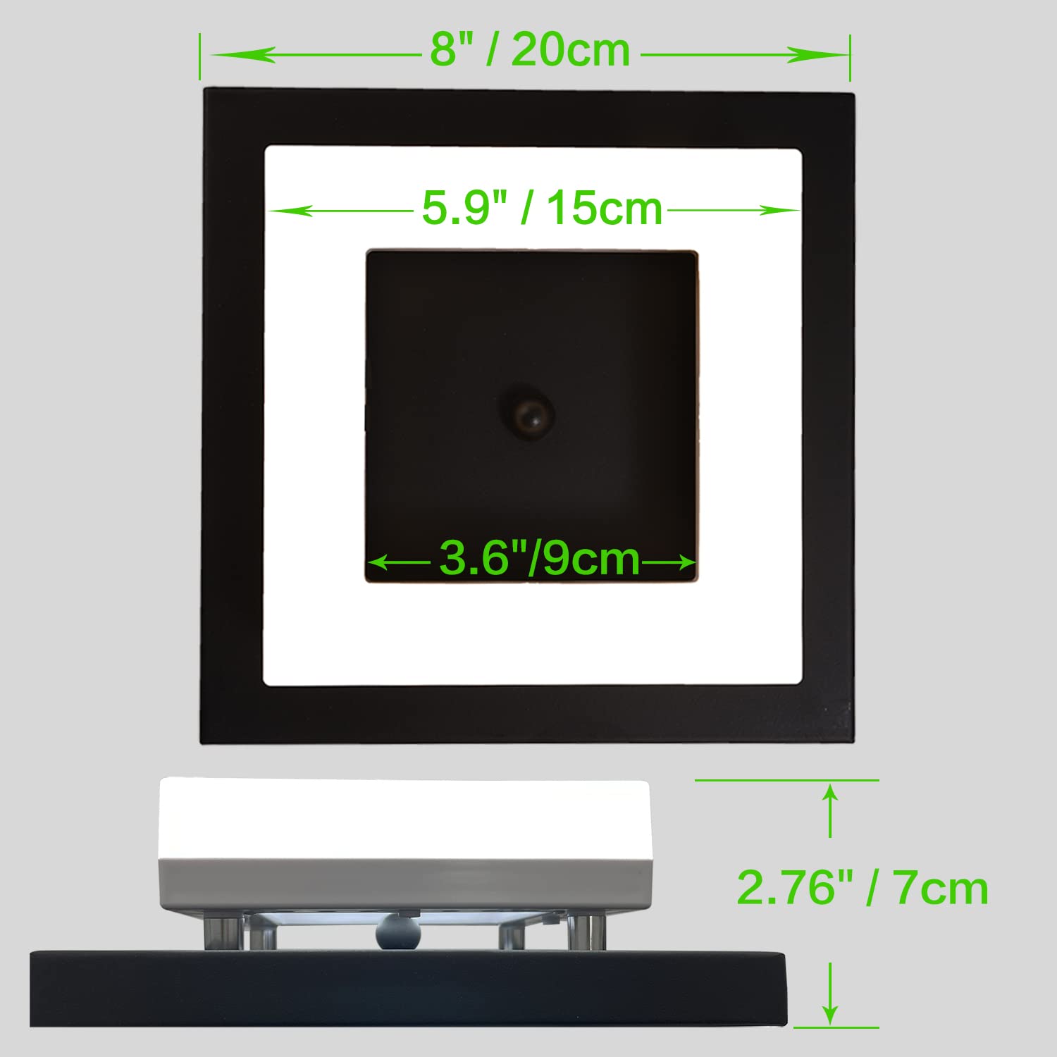 Anmaice 8in 8W Flush Mount LED Ceiling Light, Modern Design, 3 CCT (3000K/4000K/6500K), Iron, Model CPX001