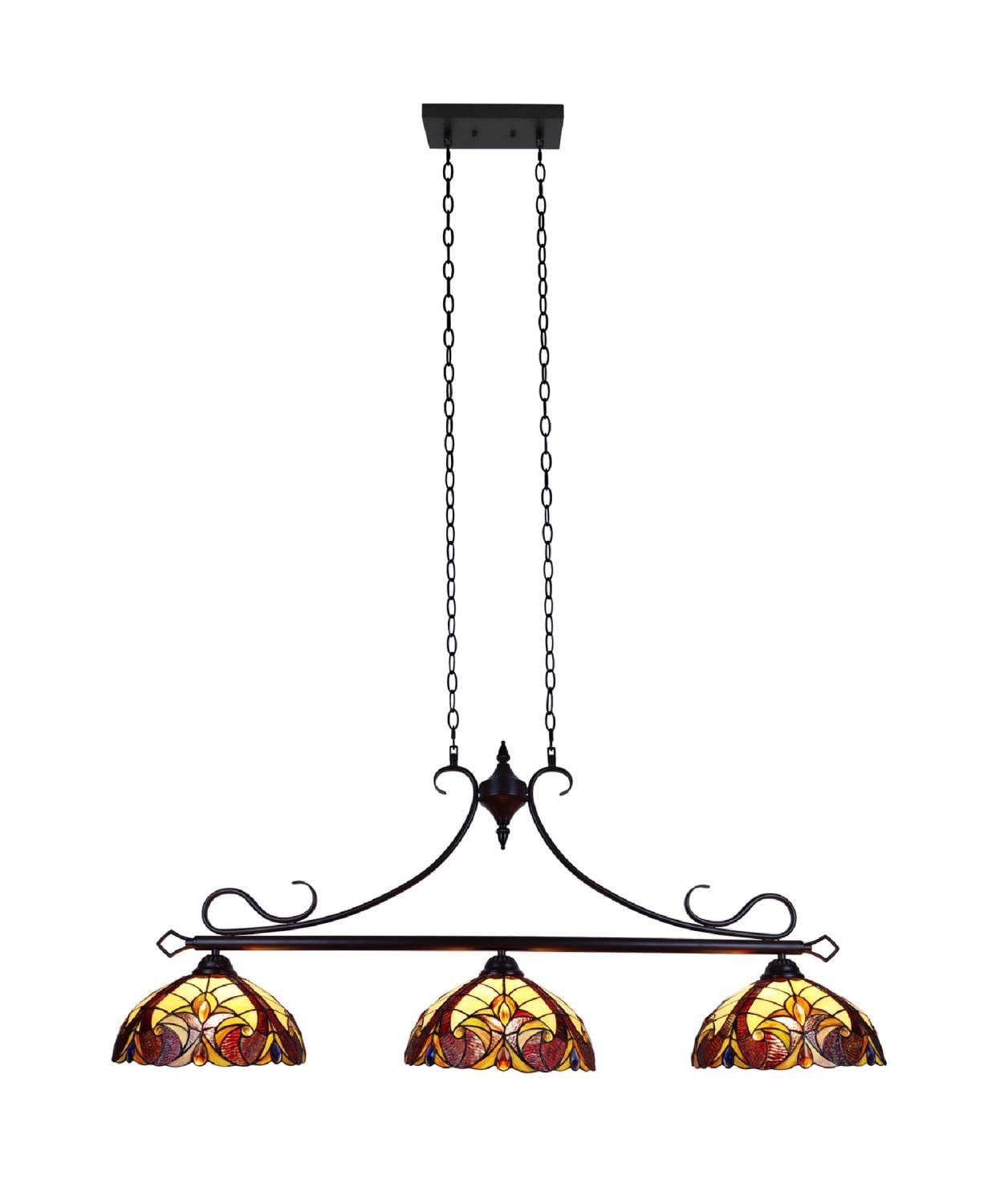 CHLOE Lighting ADIA Victorian Tiffany-style Dark Bronze 3 Light Island Pendant 47 Wide