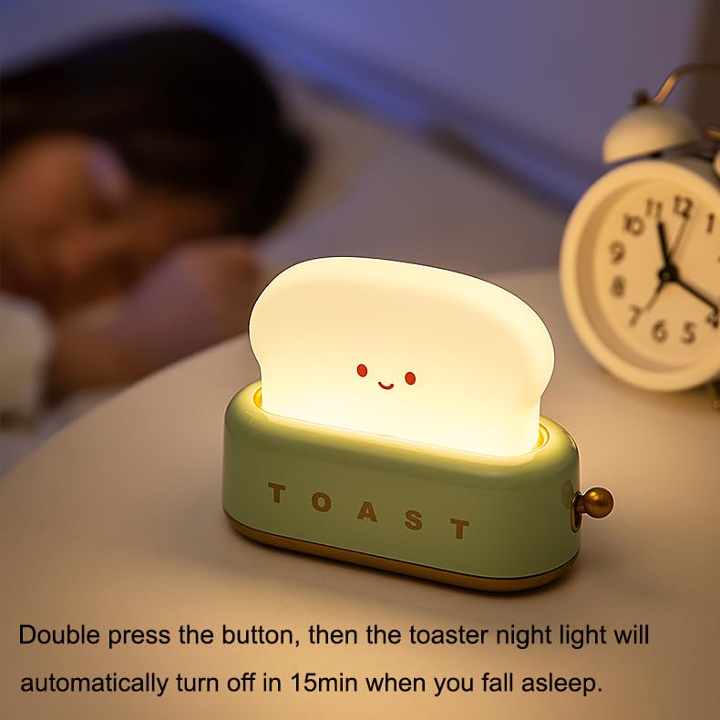 Ipalmay Cute Toaster Night Light, Dimmable Bread Night Lamp Usb Rechargeable, Auto-Off Bedside Sleep Lamp, Office Study Room Hom